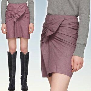 NWT ISABEL MARANT ETOILE Ines Houndstooth Linen Blend Skirt Sz 4 Mauve